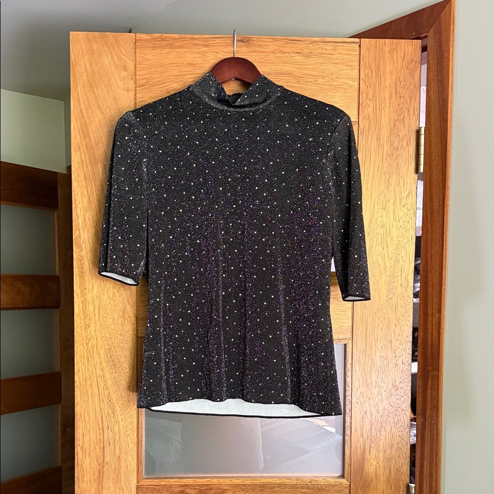 St. John Black Sparkle Blouse
